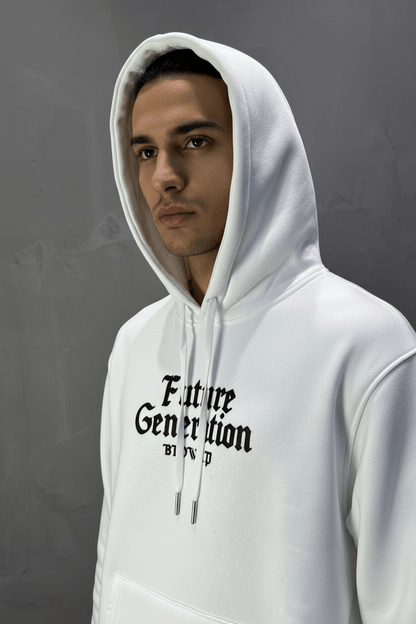 Hoodie régular size Blanc "Cadre Baroque" - ZG PREMIUM