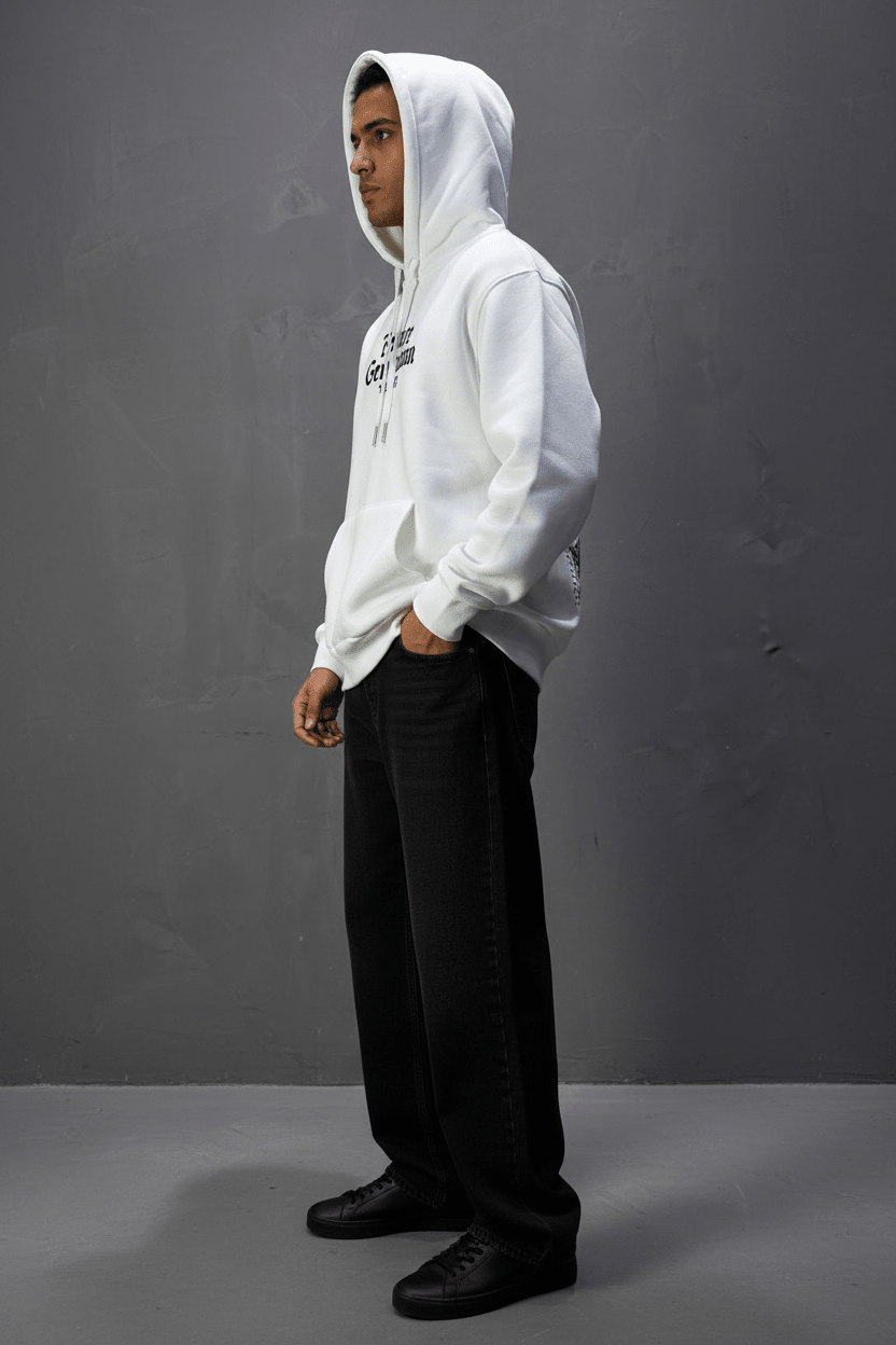Hoodie régular size Blanc "Cadre Baroque" - ZG PREMIUM