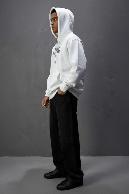 Hoodie régular size Blanc "Cadre Baroque" - ZG PREMIUM