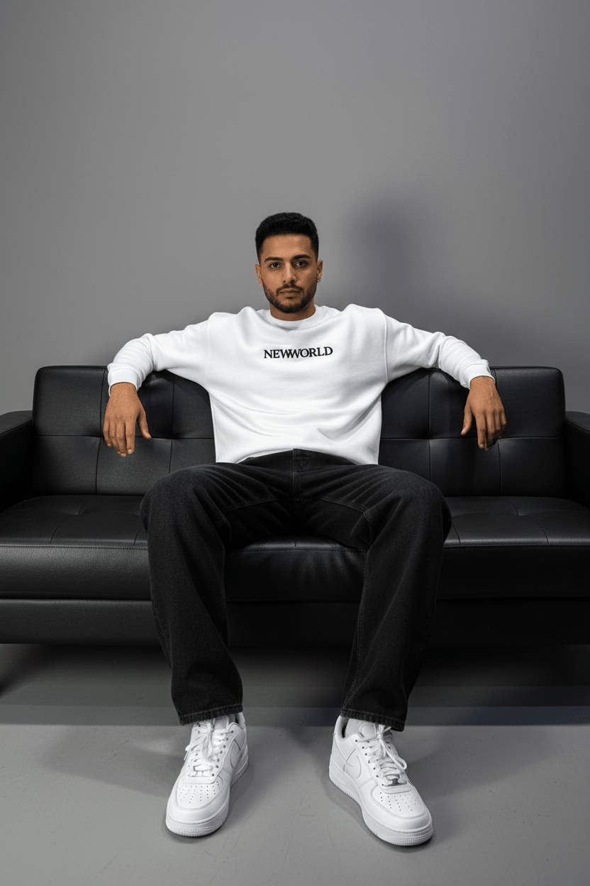 Sweat-shirt Blanc "NEWWORLD" - ZG PREMIUM