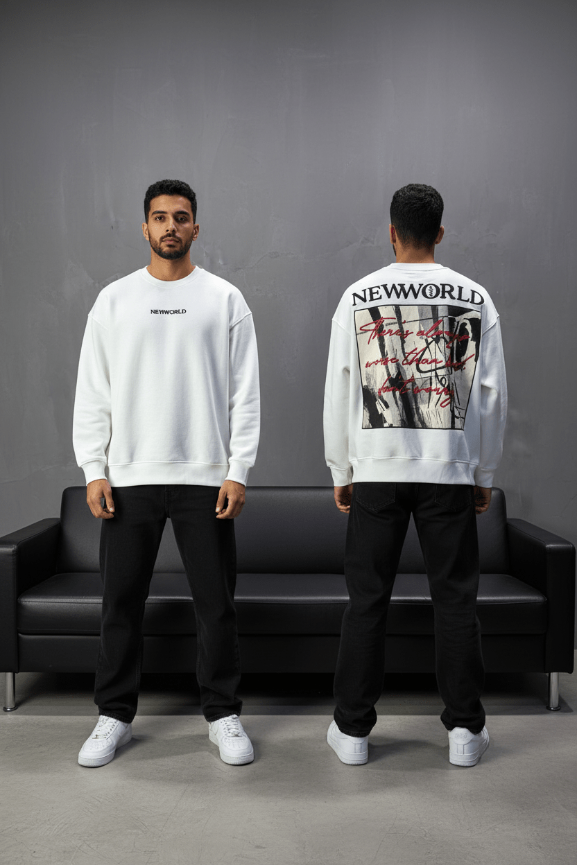Sweat-shirt Blanc "NEWWORLD" - ZG PREMIUM