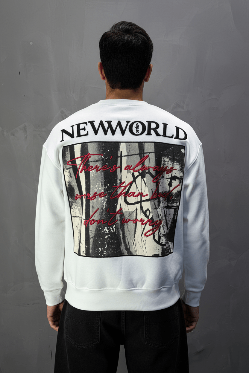 Sweat-shirt Blanc "NEWWORLD" - ZG PREMIUM