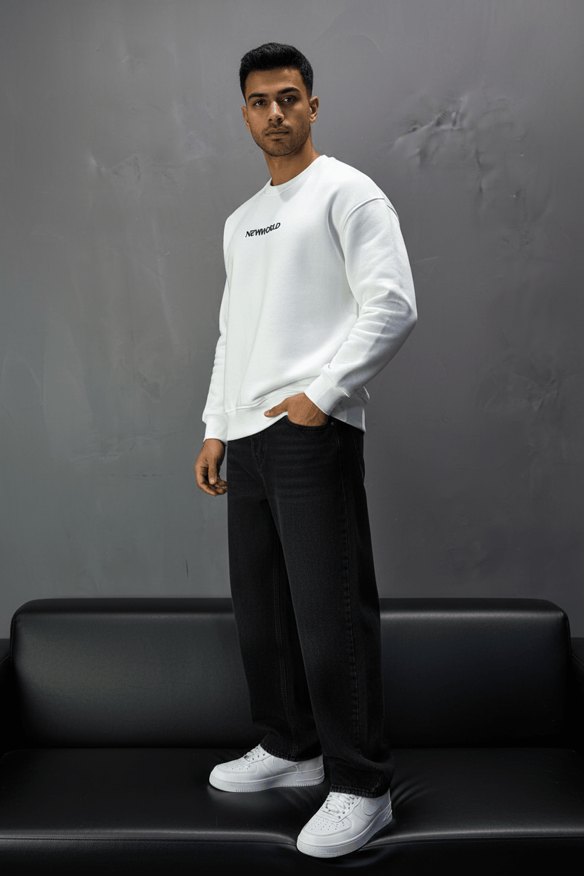 Sweat-shirt Blanc "NEWWORLD" - ZG PREMIUM