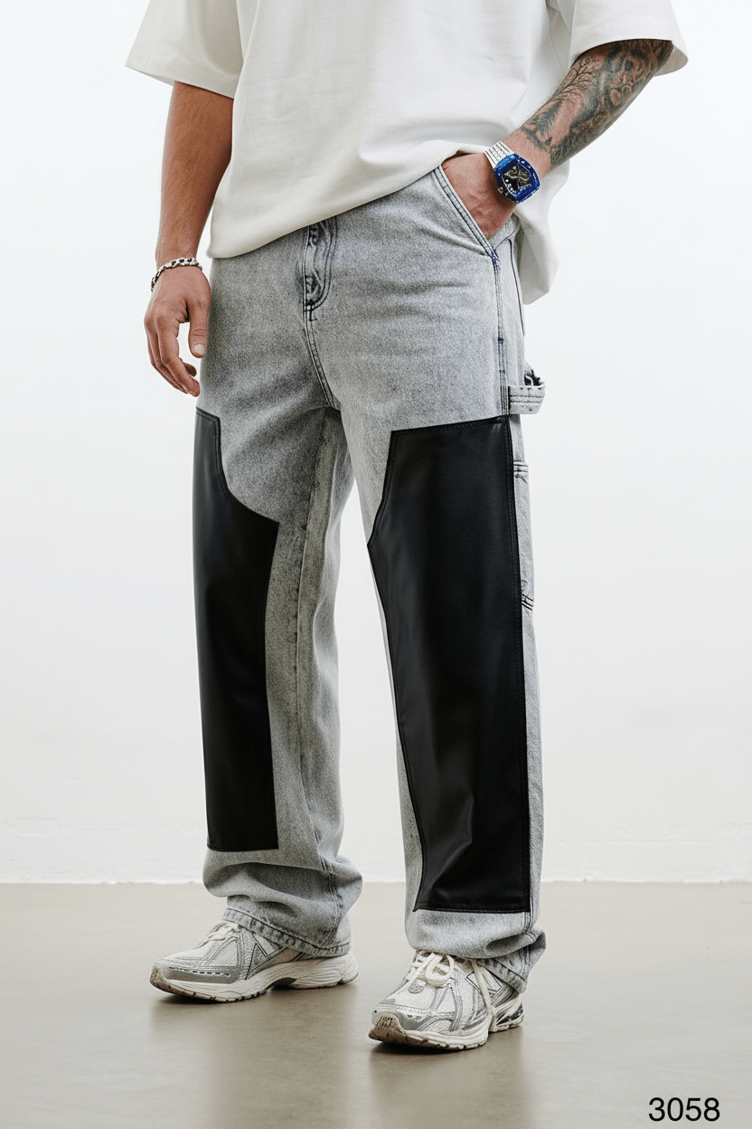 Jeans baggy large en denim gris ES3058 - ZG PREMIUM