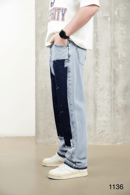 Jeans Large Bicolore Bleu Clair et Marine C1136 - ZG PREMIUM