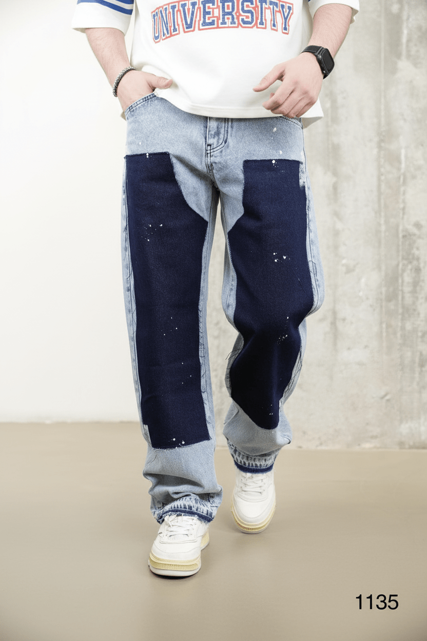 Jeans Large Bicolore Bleu Clair et Marine C1136 - ZG PREMIUM