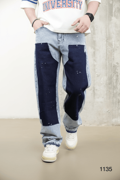 Jeans Large Bicolore Bleu Clair et Marine C1136 - ZG PREMIUM