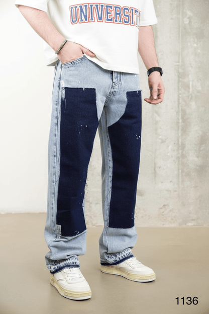 Jeans Large Bicolore Bleu Clair et Marine C1136 - ZG PREMIUM