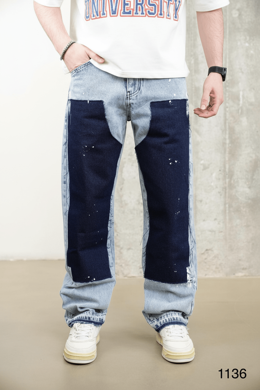 Jeans Large Bicolore Bleu Clair et Marine C1136 - ZG PREMIUM