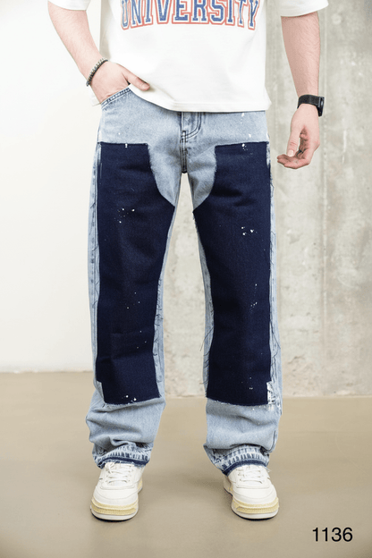 Jeans Large Bicolore Bleu Clair et Marine C1136 - ZG PREMIUM