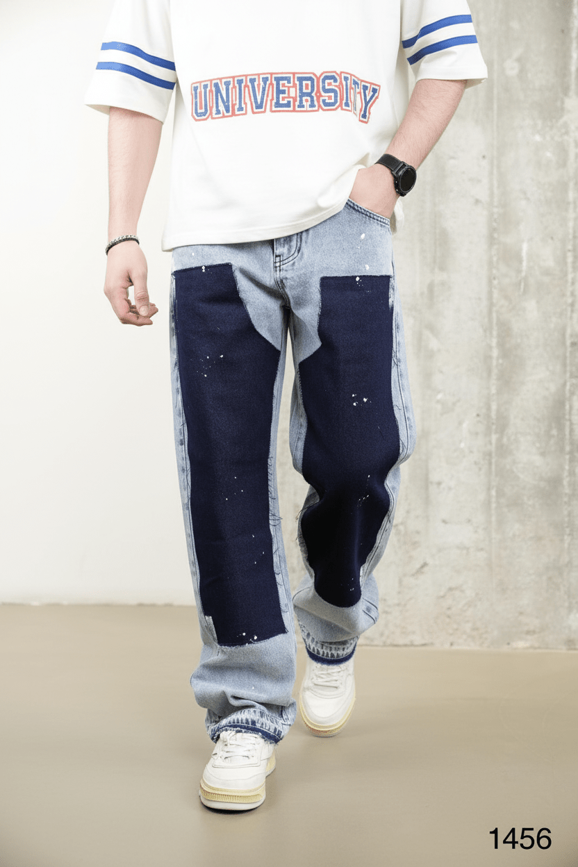 Jeans Large Bicolore Bleu Clair et Marine C1136 - ZG PREMIUM