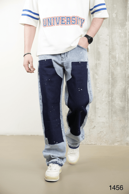 Jeans Large Bicolore Bleu Clair et Marine C1136 - ZG PREMIUM