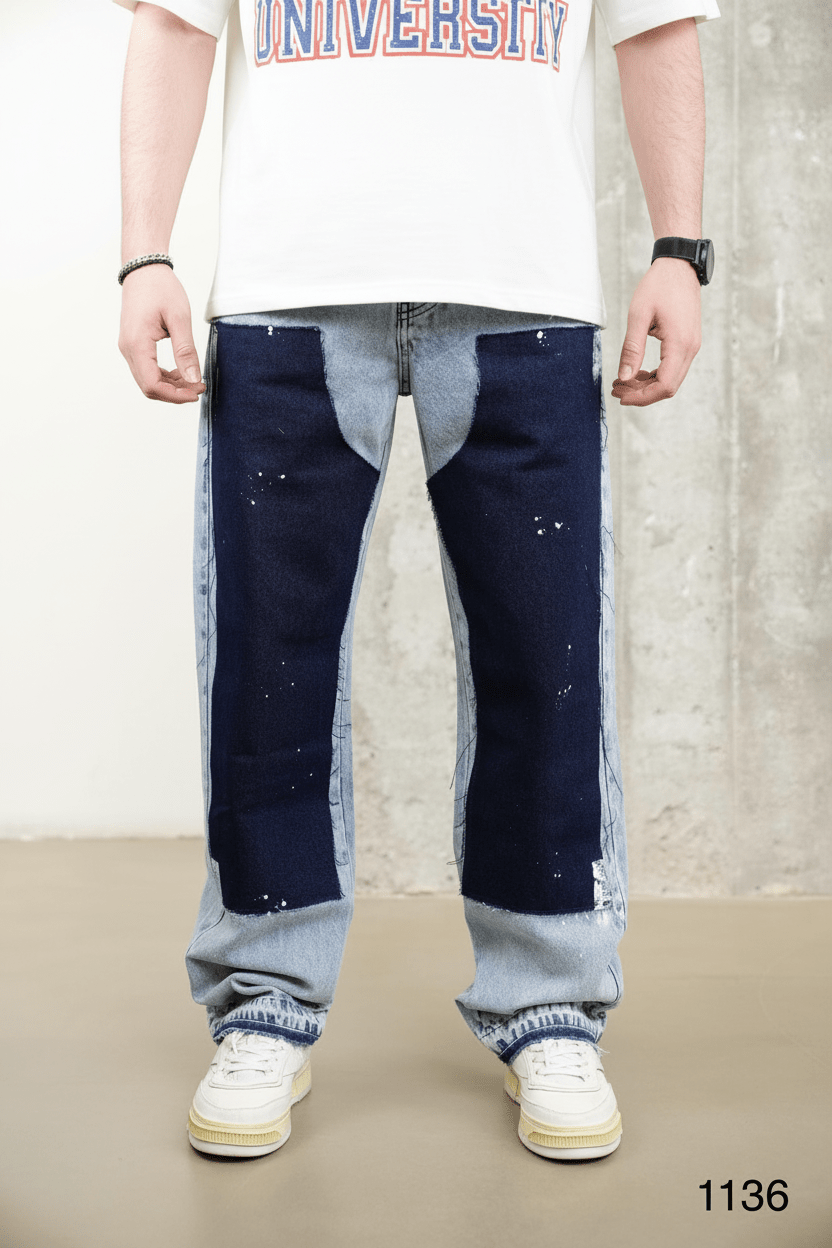 Jeans Large Bicolore Bleu Clair et Marine C1136 - ZG PREMIUM