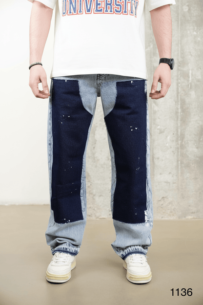 Jeans Large Bicolore Bleu Clair et Marine C1136 - ZG PREMIUM