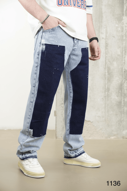 Jeans Large Bicolore Bleu Clair et Marine C1136 - ZG PREMIUM