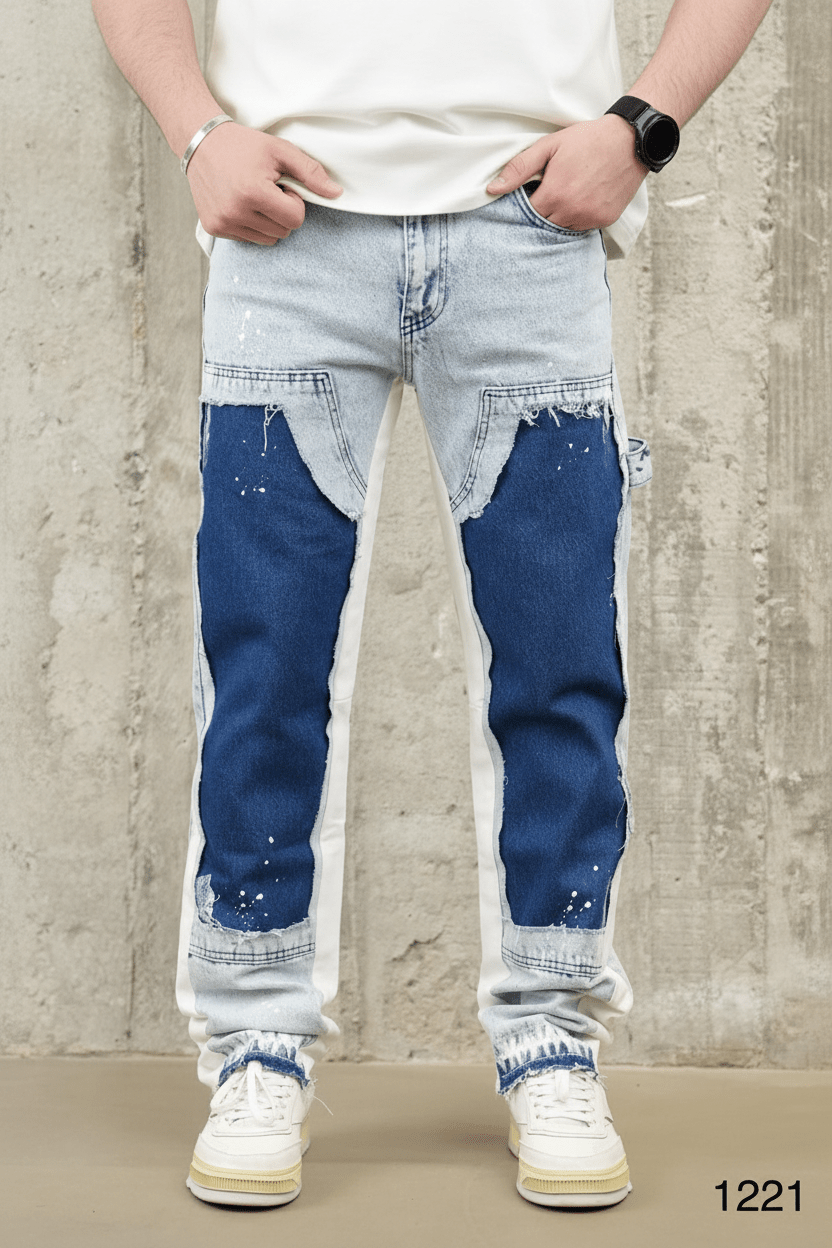 Jeans Large Bicolore Bleu Clair et Marine C1221 - ZG PREMIUM