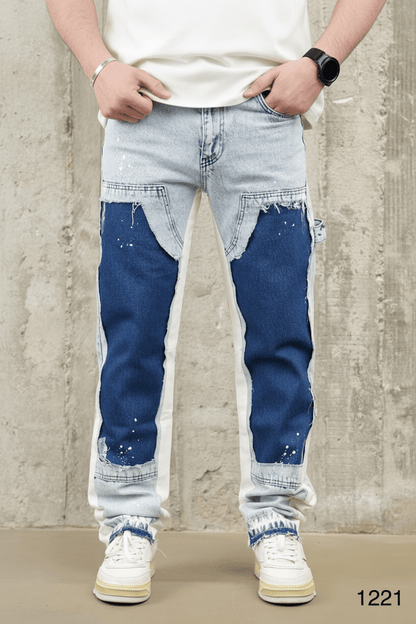 Jeans Large Bicolore Bleu Clair et Marine C1221 - ZG PREMIUM