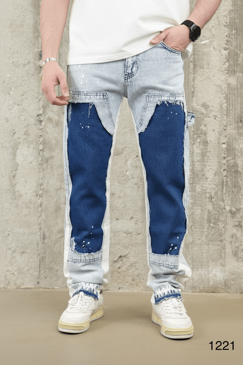 Jeans Large Bicolore Bleu Clair et Marine C1221 - ZG PREMIUM