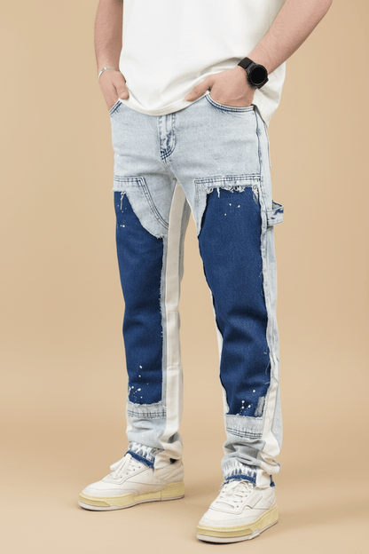 Jeans Large Bicolore Bleu Clair et Marine C1221 - ZG PREMIUM