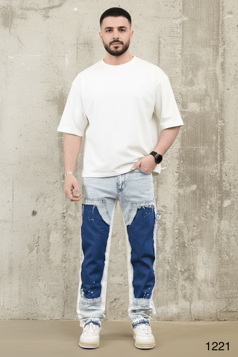 Jeans Large Bicolore Bleu Clair et Marine C1221 - ZG PREMIUM