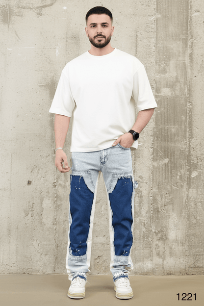 Jeans Large Bicolore Bleu Clair et Marine C1221 - ZG PREMIUM