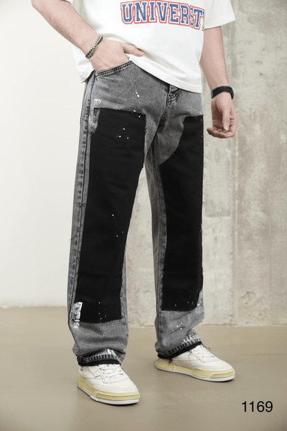 Jeans Large Bicolore Gris et Noir C1169 - ZG PREMIUM