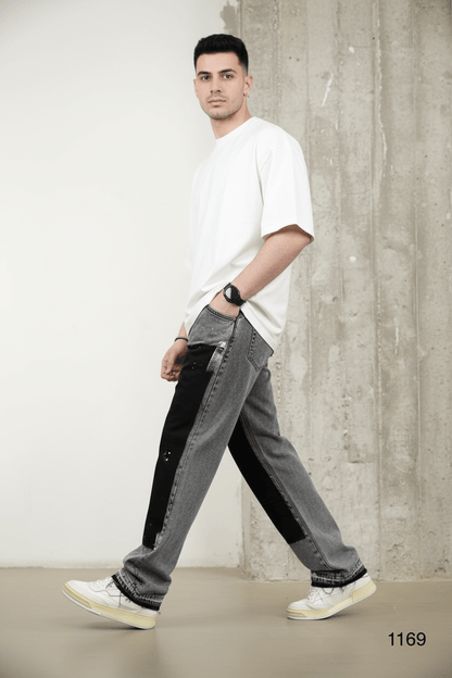 Jeans Large Bicolore Gris et Noir C1169 - ZG PREMIUM