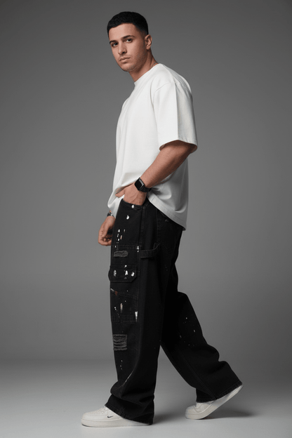 Jeans Cargo Large Noir Déchiré B9801 - ZG PREMIUM