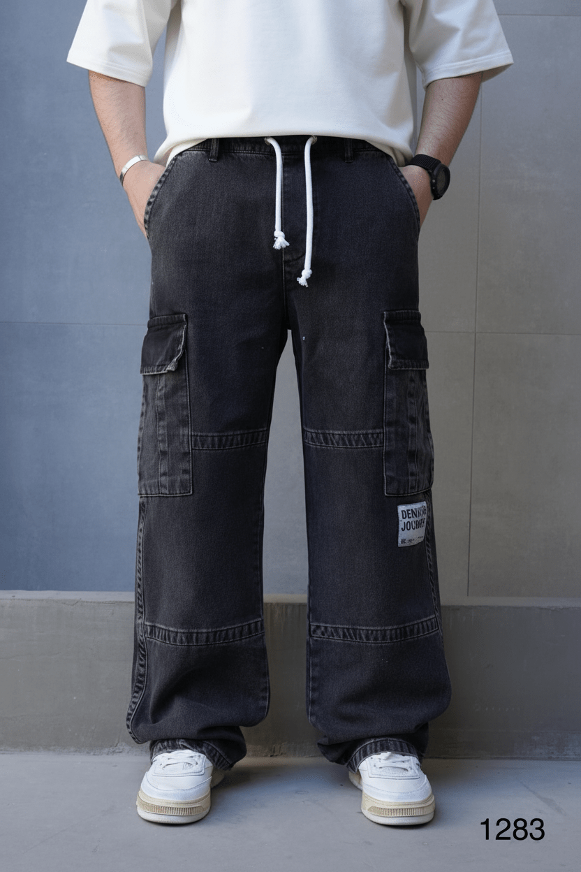 Jeans Cargo Large Noir "DENIM JOURNEY" C1283 - ZG PREMIUM