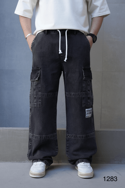Jeans Cargo Large Noir "DENIM JOURNEY" C1283 - ZG PREMIUM