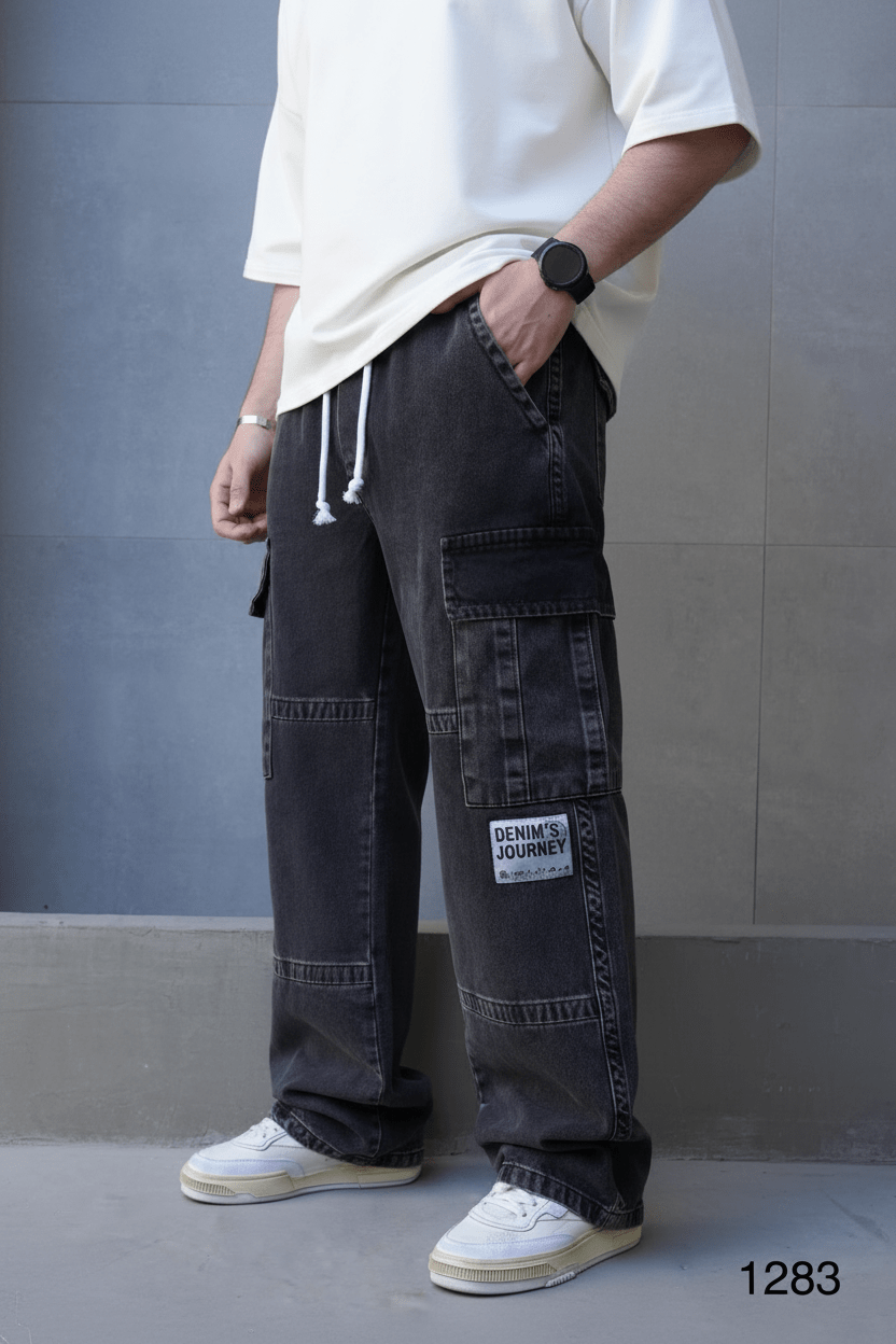 Jeans Cargo Large Noir "DENIM JOURNEY" C1283 - ZG PREMIUM