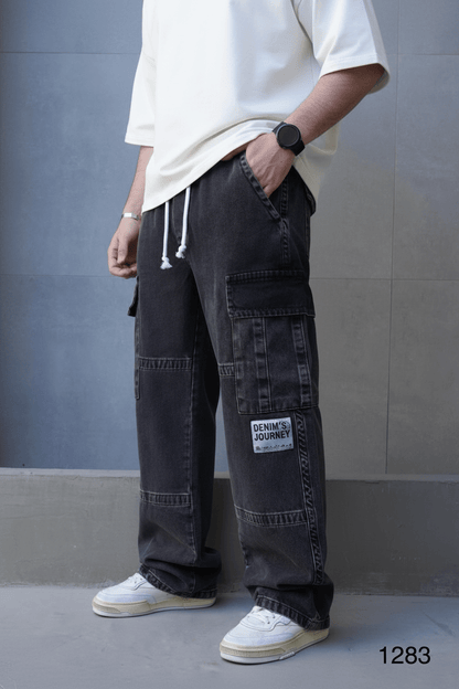 Jeans Cargo Large Noir "DENIM JOURNEY" C1283 - ZG PREMIUM