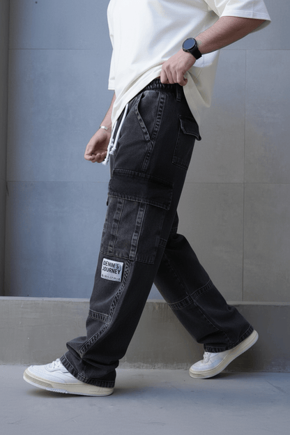 Jeans Cargo Large Noir "DENIM JOURNEY" C1283 - ZG PREMIUM