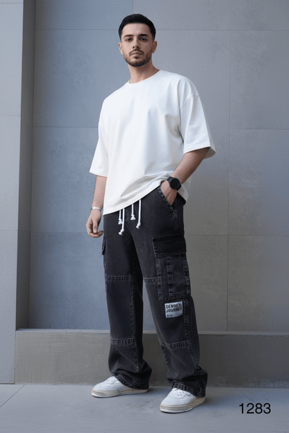 Jeans Cargo Large Noir "DENIM JOURNEY" C1283 - ZG PREMIUM