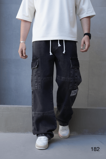 Jeans Cargo Large Noir "DENIM JOURNEY" C1283 - ZG PREMIUM