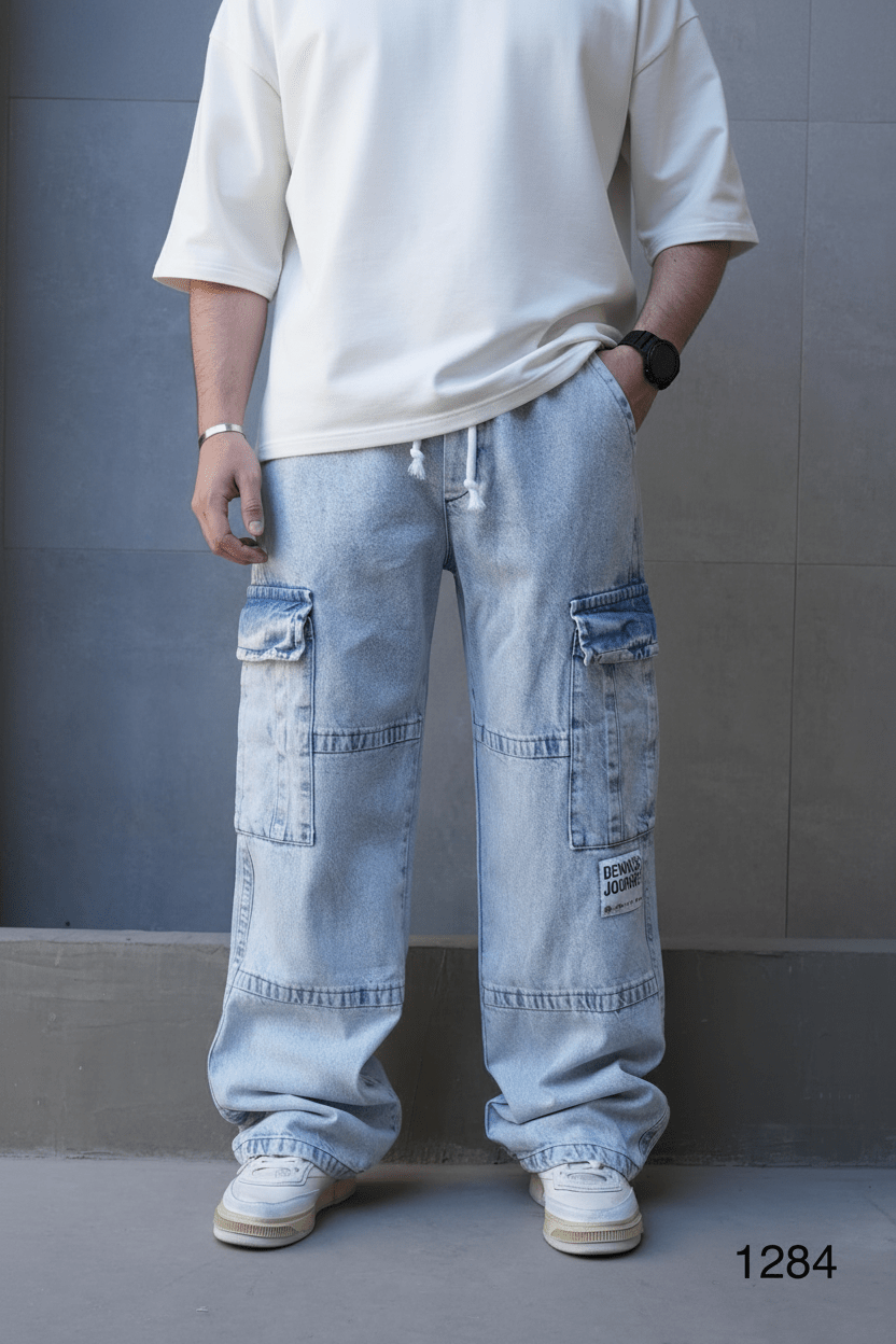 Jeans Cargo Large Bleu Clair "DENIM JOURNEY" C1284 - ZG PREMIUM