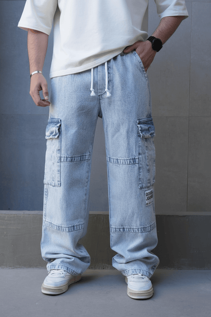Jeans Cargo Large Bleu Clair "DENIM JOURNEY" C1284 - ZG PREMIUM
