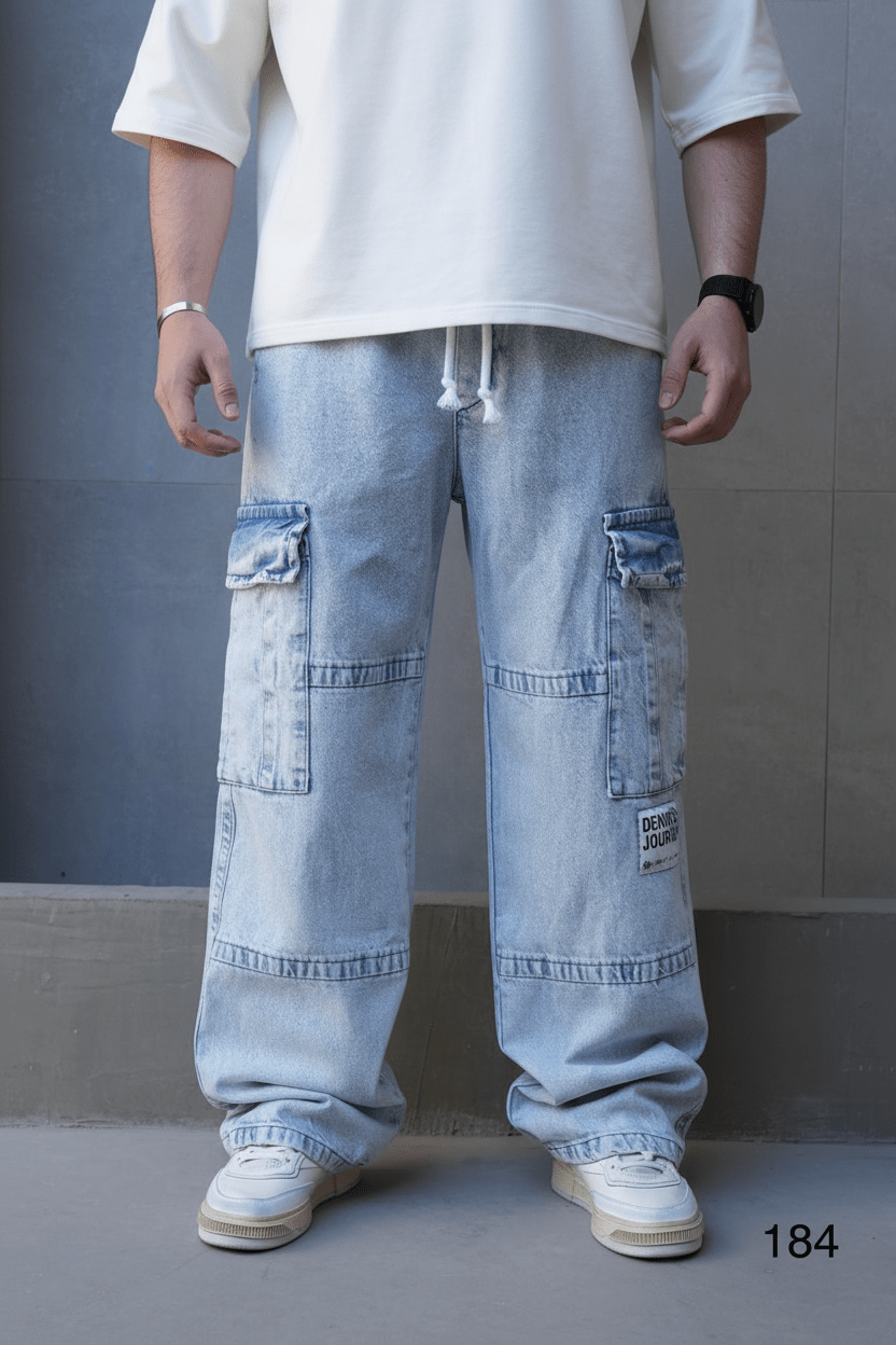 Jeans Cargo Large Bleu Clair "DENIM JOURNEY" C1284 - ZG PREMIUM