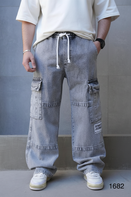Jeans Cargo Large Gris "DENIM JOURNEY" C1282