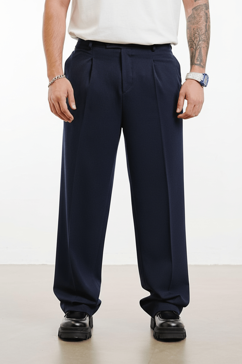 Pantalon Large bleu marine à Plis BGY1029 - ZG PREMIUM