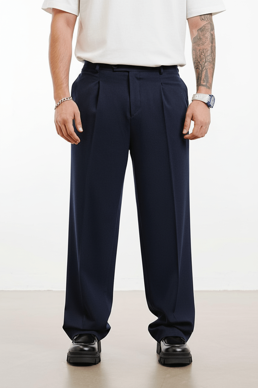 Pantalon Large bleu marine à Plis BGY1029 - ZG PREMIUM