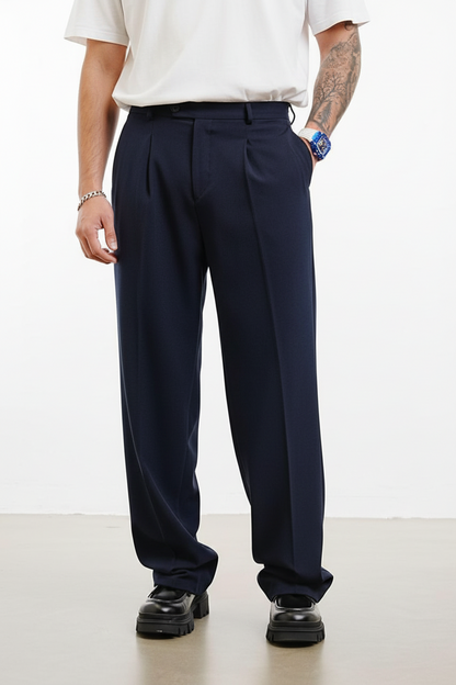 Pantalon Large bleu marine à Plis BGY1029