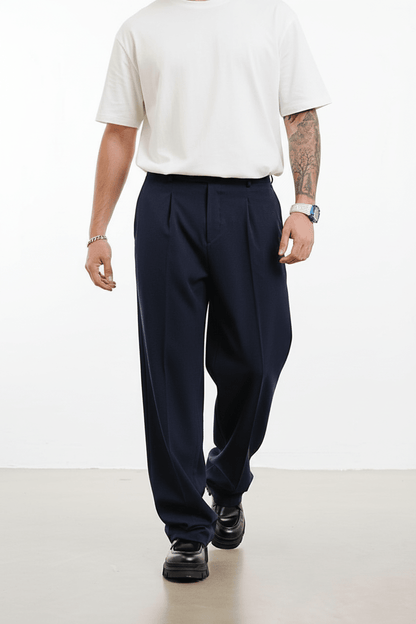 Pantalon Large bleu marine à Plis BGY1029 - ZG PREMIUM