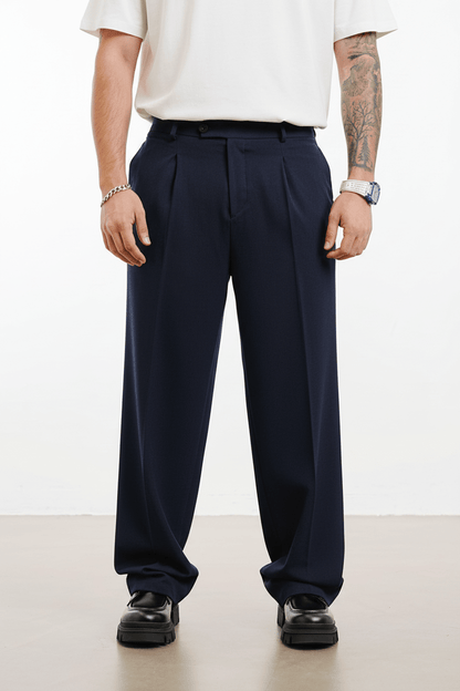Pantalon Large bleu marine à Plis BGY1029 - ZG PREMIUM