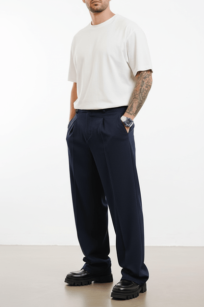 Pantalon Large bleu marine à Plis BGY1029 - ZG PREMIUM