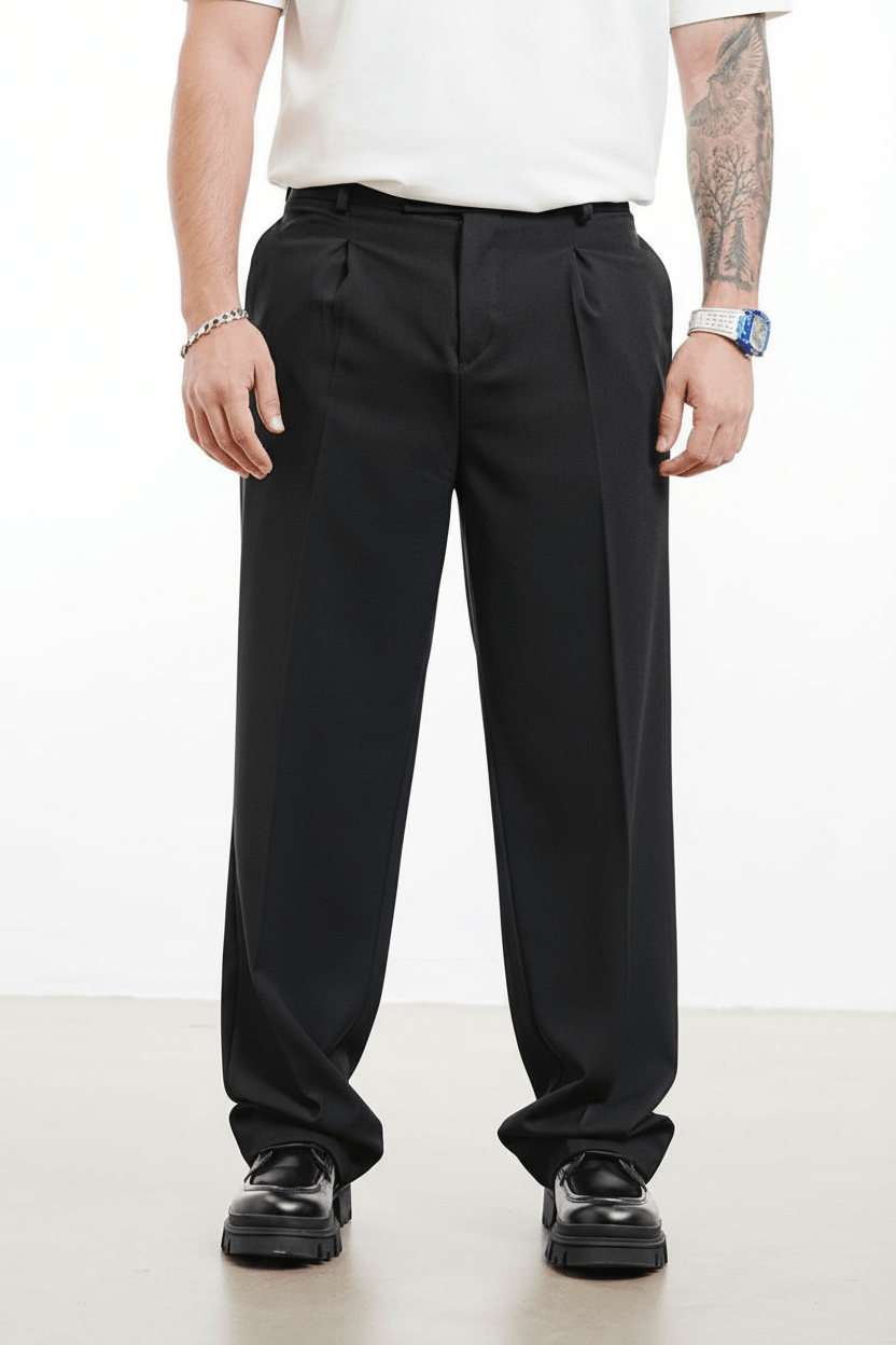 Pantalon Large noire à Plis BGY1029 - ZG PREMIUM