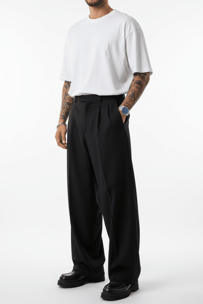 Pantalon Large noire à Plis BGY1029 - ZG PREMIUM