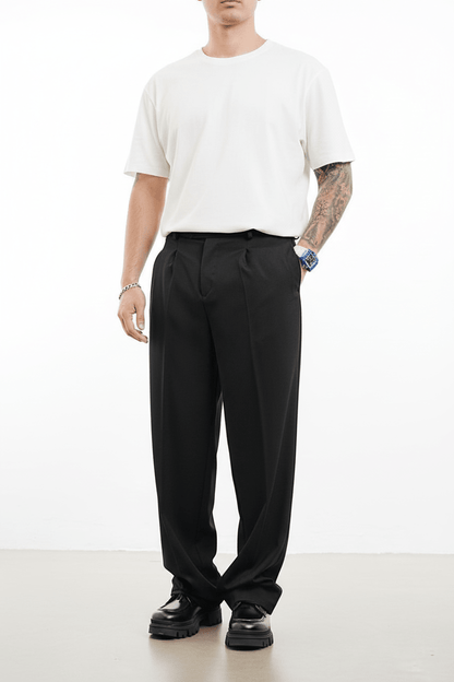 Pantalon Large noire à Plis BGY1029 - ZG PREMIUM