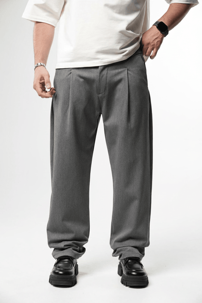 Pantalon Large Gris à Plis BGY1029 - ZG PREMIUM