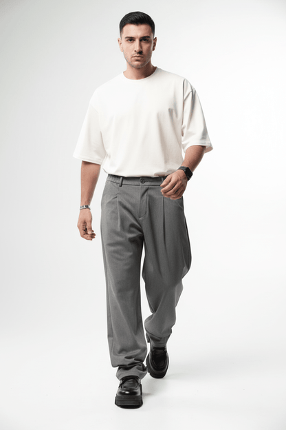 Pantalon Large Gris à Plis BGY1029 - ZG PREMIUM
